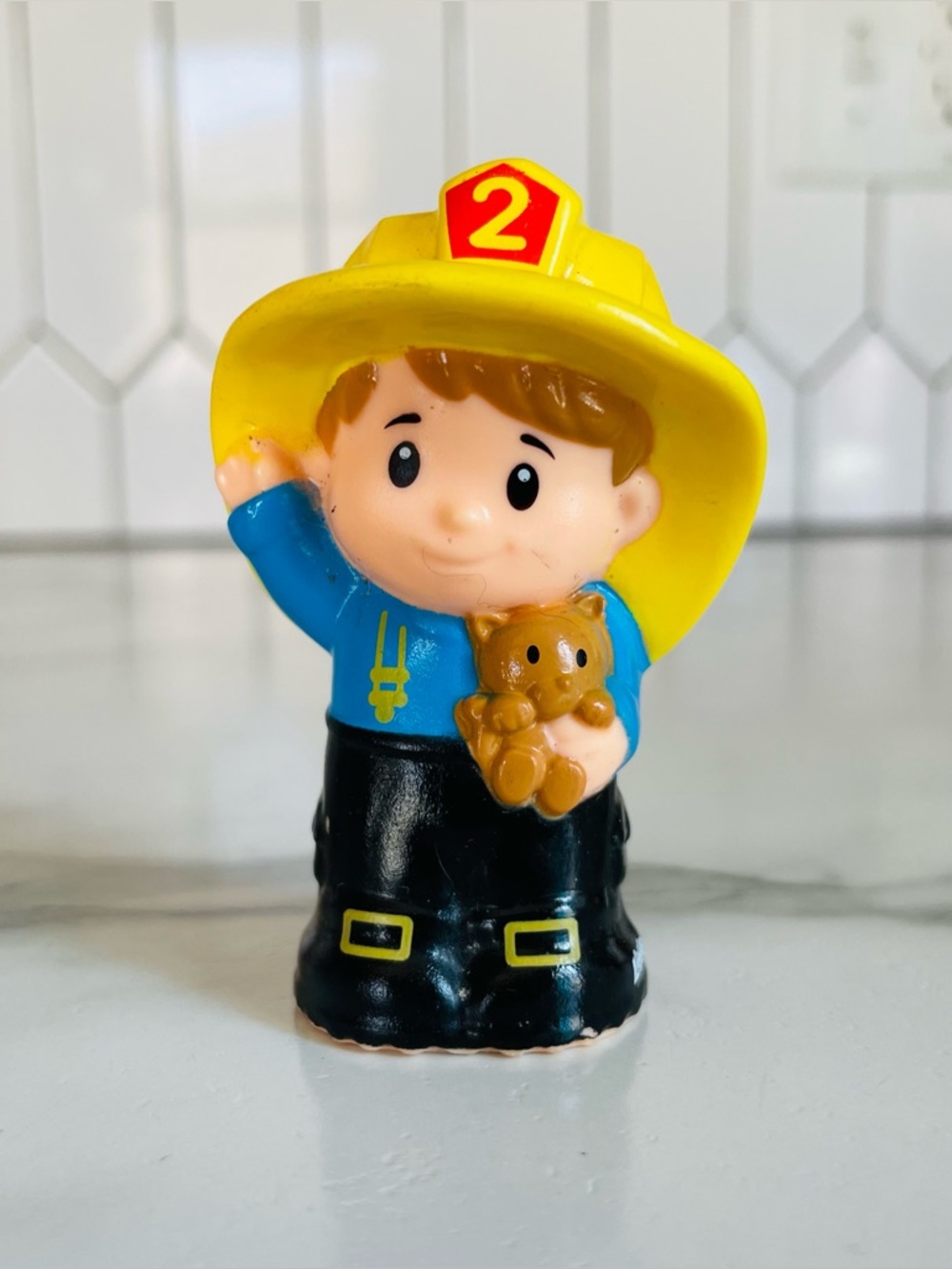 Fisher Price Little People Lift 'n Lower Fire Truck Figure - Boy Firefighter